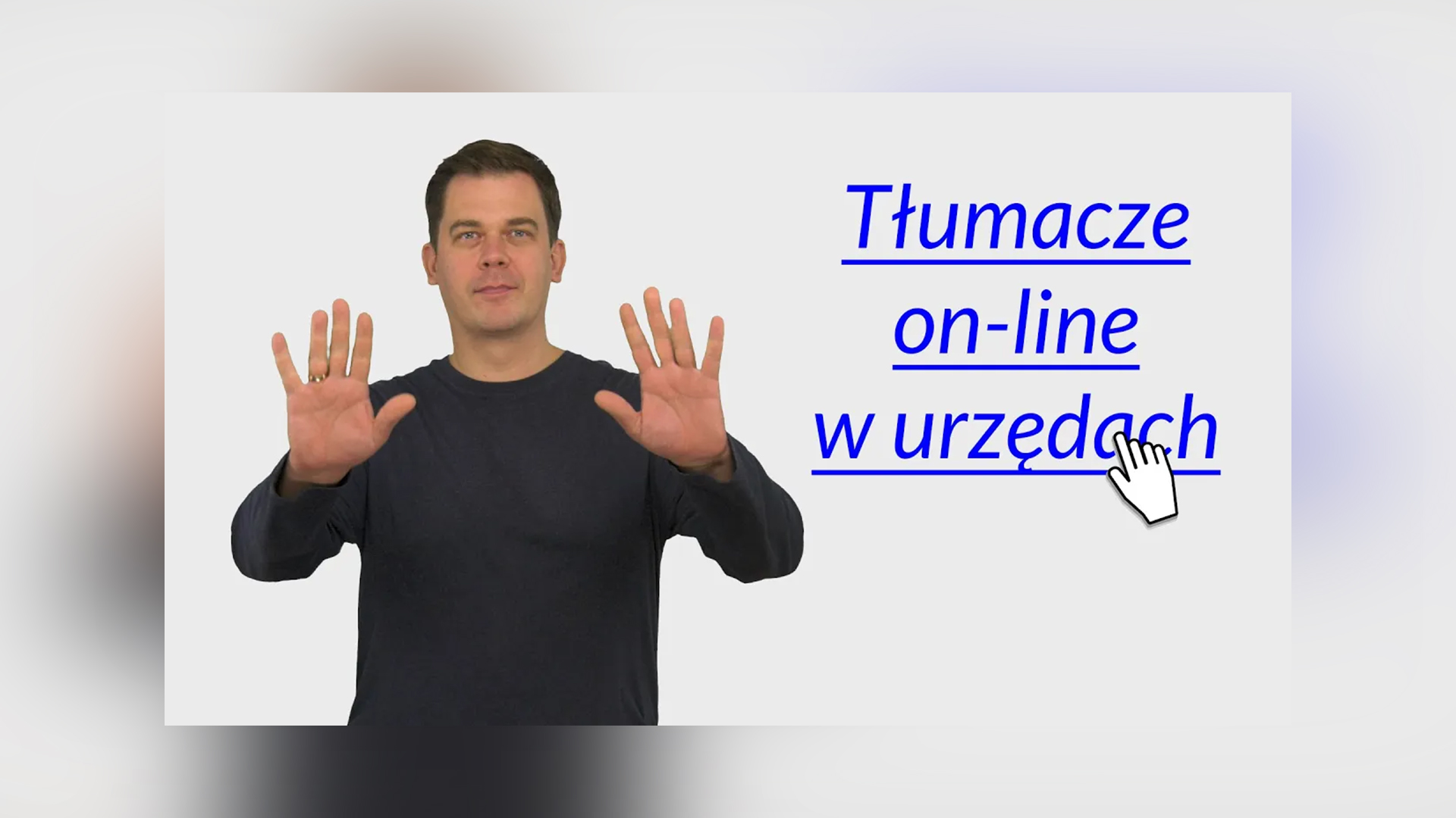 grafika. Po lewej zdjęcie tłumacza języka migowego Tomasza smakowskiego, po prawej napis: 