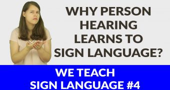 Graphics for a video teaching Polish sign language. On the left, a photo of Natalia Galecka showing the 