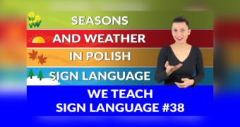 Image for the video from the PJM learning series. The image consists of 5 horizontal stripes, each in a different color. From the top: green, red, orange, turquoise, and blue. On the left side of the image, there are symbols for the four seasons (spring flowers, summer sun, autumn leaves, winter landscape). On the colored stripes, there are white captions: 